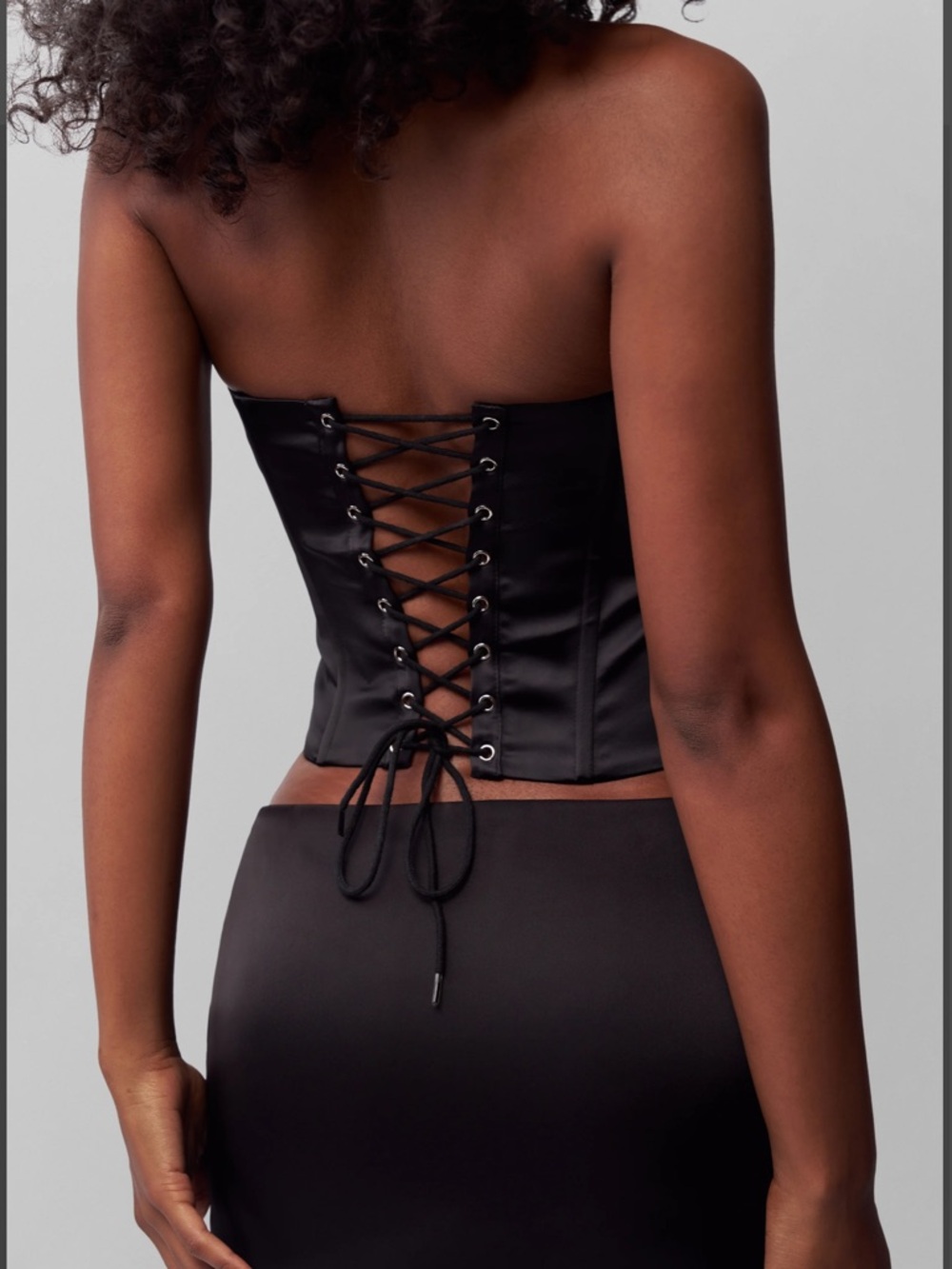 NWOT Danielle Guizio Satin Corset in Black - Picture 3 of 6